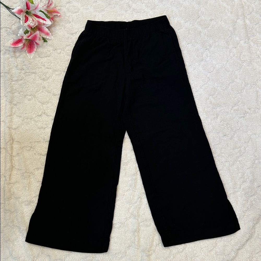 Old Navy - Black Muslin High-Rise Wide Leg Comfort Waistband Pants - Medium